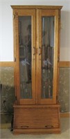 Locking Oak Gun Cabinet #1