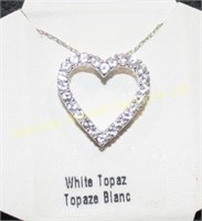 23-SG03 N50 SS Topaz Heart Shaped Necklace