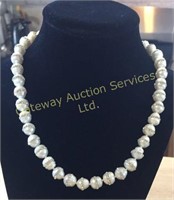 49-SG03 R125 CZ Freshwater Pearl Necklace 17"