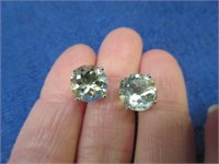 6ct round prasiolite sterling stud earrings