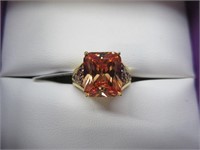gold-tone sterling cz ring - size 6.25