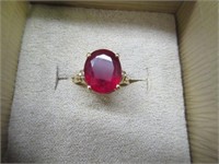 10k yellow gold 5ct ruby ring - size 6.25