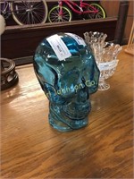 GLASS SKULL HEAD SCULPTURE