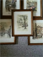 Korthals European pictures - set of 5 framed
