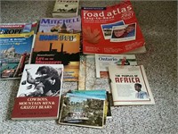 Variety of atlas,maps, puzzles