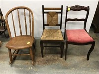 Three unmatched chairs