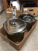 2 LARGE STAINLESS STEEL COOKING POTS