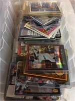 LOT W/2 BOX + 2 TOTES OF SPORTS CARDS