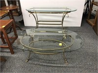 2 glass top tables