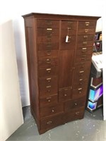 Oak file cabinet with middle compartment