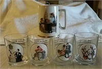 Norman Rockwell glasses &,cup