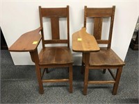 2 vintage school chairs