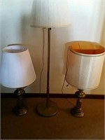 Flooor lamp 55" tall, pair of table lamps
