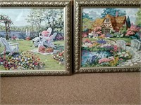Two paint by number framed pictures