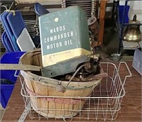 Wire & wooden baskets & Ward's oil can