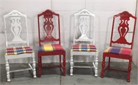 Set of four painted farmhouse chairs