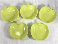 Set of five glass apple bowls