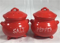 Vintage ceramic red salt and pepper shakers