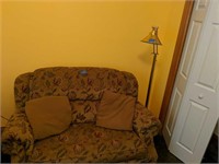 Loveseat Pull Out Bed And Brass Floor Lamp