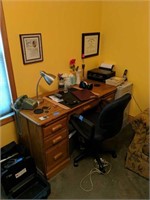 Oak Office Desk Desk Chair File Cabinet Printer