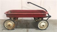 Old red metal wagon
