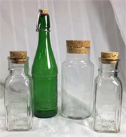 Glass vintage bottles with stoppers lot