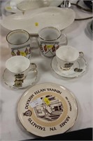 Rushton Pottery mugs & plate plus Cups & saucers.