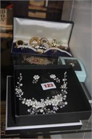 'Jon Richard' pearl & diamante necklace & ear