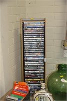 DVD storage rack & contents.