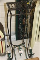 Tall metal plant stand & candle sconce.