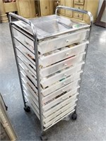 LARGE ROLLING CART FULL OF JEWELRY SUPPLY