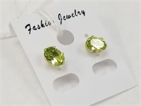 1.5 CTW PERIDOT AND STERLING SILVER STUD EARRINGS