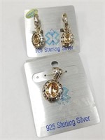STERLING SILVER EARINGS AND PENDANT SET