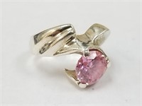 STERLING SILVER PINK STONE RING