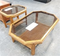 2PC COFFEE AND MATCHING END TABLE GLASS TOPS