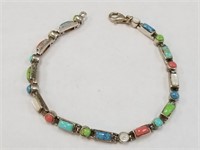 STERLING SILVER POLISHED STONE BRACELET