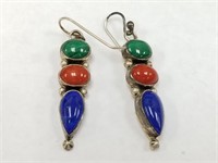 STERLING SILVER CABOCHON EARRINGS