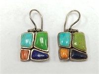 STERLING SILVER POLISHED STONE EARRINGS