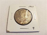 1964 90% SILVER KENNEDY HALF DOLLAR COIN