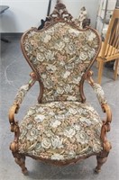 ORNATE UPHOLSTERED ARM CHAIR