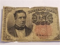 TEN CENTS FRACTIONAL CURRENCY RED SEAL