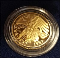 1987 $5 GOLD COIN CONSTITUTION COMM.