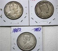 2 X 1909, 1911 Newfoundland Canada 50 Cent Coins