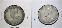 2 X 1917 Newfoundland Canada 50 Cent Coins