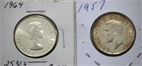 1941, 1964 Canada 50 Cent Coins