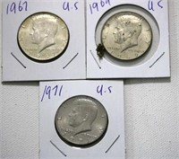 1967, 1969, 1971 US Half Dollars