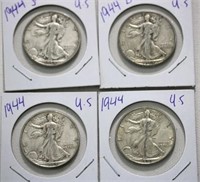 4 X 1944 US Half Dollars
