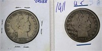 1911  &  1912 "D"  US Half Dollars