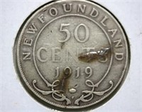 2 X 1919 Newfoundland Canada 50 Cent Coins