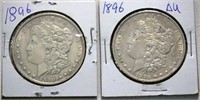 2X 1896 US Silver Dollars